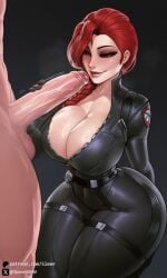 1boy 1boy1girl 1girls ai_generated ass big_ass big_breasts black_widow_(marvel) black_widow_(marvel_rivals) bodysuit breasts busty cfnm cleavage clothed clothed_female clothed_female_nude_male clothing curvy female handjob hourglass_figure huge_breasts kneeling kneeling_female male marvel marvel_comics marvel_rivals mature_female natasha_romanoff red_hair self_upload sleen smile smiling straight thick_thighs unzipped unzipped_bodysuit voluptuous voluptuous_female wide_hips