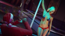 new_year_2026 2025 new_year cheetah_(grand_theft_auto_v) gta_online_male_character cinematic christmas_outfit cinematic_lighting hand_tattoo neck_tattoo femsub maledom 1male 1girls stripper_pole pole_dancing stripper vanilla_unicorn shoulder_tattoo bare_shoulders collarbone blonde-haired_female long-haired_female expressionless unbothered red_underwear leaning_hips leaning_to_the_side arm_up black_bikini_top large_breasts cleavage cash strip_club grand_theft_auto_online grand_theft_auto tornadoqt high_quality absurd_resolution filter filtered game_cg 3dcg 3d 3d_(artwork) rockstar_games rockstar_editor absurd_res absurdres source_request highres high_resolution beautiful_woman