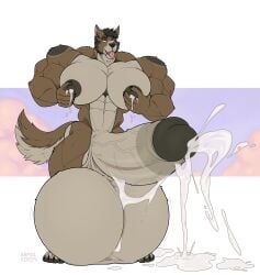 2026 absurd_res anthro balls big_balls big_penis bodily_fluids canid canine canis cum cumshot domestic_dog ejaculation genital_fluids genitals hi_res huge_balls huge_penis humanoid_genitalia humanoid_penis hyper hyper_balls hyper_genitalia hyper_penis kamui_behemoth lactating male male_lactation mammal muscular muscular_anthro muscular_male nipple_fetish nipple_pinch nipple_play nipples pecs penis pinch roco_(therocodogo) solo vein veiny_penis