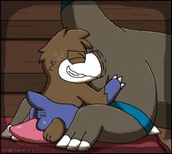2024 2d_animation anal anal_penetration animated anus artist_name balls black_body blue_body blue_fur bodily_fluids brown_body brown_fur butt claws dated drilbur duo eyes_closed fossil_pokemon fur furry generation_4_pokemon generation_5_pokemon genitals gloves_(marking) hand_on_butt male male_only markings nintendo no_sound oral penetration penis pokemon pokemon_(species) raised_tail rampardos sex sitting_on_penis size_difference snout_fuck snout_in_ass sweat tail teeth text tilde_after_text white_body white_fur zandermanith