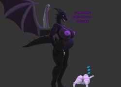 dx_3d_(artist) minecraft ender_dragon anon futanari black_skin big_breasts big_ass big_butt dragon_wings text butt breasts ass portuguese_text portuguese_dialogue 3d 3d_(artwork) 3d_model