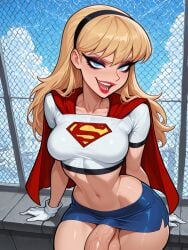 1futa 1futanari ai_generated ass bangs big_ass big_butt big_hips big_penis black_hairband blonde blonde-haired_futa blonde_futa blonde_hair_futa blue_eyes blue_skirt breasts cape clothed clothing dc dc_comics dcau dick dickgirl eyebrows eyelashes futa_only futanari grin grinning grinning_at_viewer hair hair_ornament hairband huge_cock indoors kara_in-ze kara_kent large_penis lips lipstick long_hair looking_at_viewer makeup medium_breasts midriff miniskirt narrow_waist narrowed_eyes navel nose outside penis purple_eyeshadow red_cape roof rooftop self_upload skirt smirk smirking smirking_at_partner smirking_at_viewer smooth_balls smooth_penis smooth_skin solo solo_dickgirl solo_focus solo_futa solo_futanari supergirl supergirl_(dcau) superman:_the_animated_series superman_(series) testicles topwear velfur_(artist) white_topwear