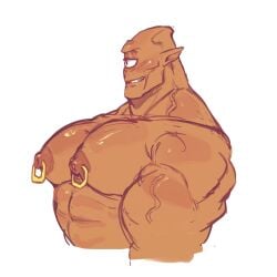 shibuyatank male male_only allen_the_alien invincible invincible_(tv_series) cyclops muscular muscular_male piercing_nipples nipple_piercing orange_body solo