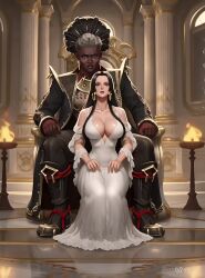 ai_generated ambessa_medarda animated_gif animation arcane big_breasts big_titties black_hair boa_hancock boobs_out breasts dark-skinned_dom dark-skinned_female dark_skin degrading earrings exposed_breasts female female_only gif humiliated humiliation interracial jabbaman58 league_of_legends light-skinned_female light_skin long_hair one_piece palace ripped_clothing ripping_clothing stripped stripped_naked surprised white_dress woman_only