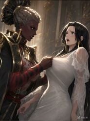 ai_generated ambessa_medarda animation arcane big_breasts big_titties black_hair boa_hancock boobs_out breasts degrading earrings exposed_breasts female female_only humiliated humiliation interracial jabbaman58 league_of_legends long_hair mp4 one_piece palace ripped_clothing ripping_clothing stripped stripped_naked surprised tagme video white_dress woman_only yuri
