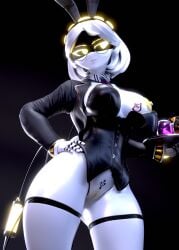 1girls 3d 3d_(artwork) 3d_model 3d_render 5_fingers 777bronzestar areola areolae arm_on_hip big_ass big_boobs big_breasts big_butt big_thighs black_leotard blender blender_(artwork) blender_(software) blender_cycles bunny_ears bunny_girl bunny_tail bunnysuit drinks drone female female_focus female_only glasses glitch_productions glowing glowing_eyes holding holding_object jacket jacket_on_shoulders jacket_open leotard looking_at_another murder_drones neckwear nipples pussy pussy_lips robot robot_girl robot_humanoid screen_face short_hair simple_background smile smiley_face solo solo_female solo_focus tail tattoo tattoos thick_ass thick_hips thick_legs thick_thighs thighs tray usb v_(bysamzan) v_(murder_drones) vulva white_body white_hair