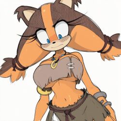 ai_generated big_breasts clothing fully_clothed lapis_slopzuli navel sonic_(series) sonic_boom sonic_the_hedgehog_(series) sticks_the_badger sticks_the_jungle_badger stomach underboob