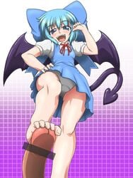 censored cirno clothed_female dark-skinned_male dark_penis feet female femdom footjob interracial looking_down male panties penis short_hair standing standing_footjob the_embodiment_of_scarlet_devil toes touhou underwear