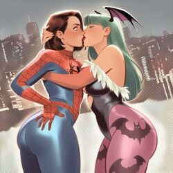 2girls ai_generated big_ass big_breasts big_thighs breasts capcom crossover curvaceous curvy curvy_figure darkstalkers digital_media_(artwork) female genderswap_(mtf) hips hourglass_figure huge_ass huge_breasts huge_thighs humanoid large_ass large_breasts large_thighs legs light-skinned_female light_skin marvel marvel_comics marvel_vs._capcom mature mature_female morrigan_aensland peter_parker petra_parker phophopho rule_63 slim_waist spider-man spider-man_(series) spider-woman succubus thick thick_hips thick_legs thick_thighs thighs voluptuous waist wide_hips wide_thighs yuri