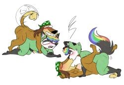 anthro dukey duo hair hi_res hybrid making_out male male/male multicolored_hair platislut rainbow_hair