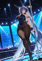 1girl ai_assisted ai_generated animal_ears arm_strap armband azur_lane bangs bare_shoulders black_footwear black_hair black_leotard blue_eyes blue_hair blush breasts bunny_ears bunny_girl bunny_tail bunnysuit cleavage curvaceous curvy curvy_female curvy_figure detached_collar fake_animal_ears female full_body hair_ornament high_heels holding huge_breasts large_breasts leotard long_hair looking_at_viewer miyuai multicolored_hair new_jersey_(azur_lane) night pantyhose pole pole_dancing shiny skindentation smile solo standing strapless strapless_leotard stripper_pole sword thick thick_ass thick_butt thick_hips thick_legs thick_thighs thighs very_long_hair voluptuous voluptuous_female weapon wide_hips wide_thighs wrist_cuffs