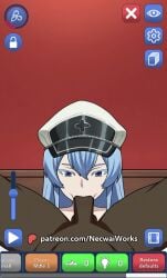 1boy 1girls 2d 2d_animation ai_assisted akame_ga_kill! animated big_penis blowjob blowjob_face breath cum cum_in_mouth cumshot deepthroat esdeath esdeath_(akame_ga_kill!) female game gameplay gameplay_mechanics light-skinned_female mp4 my_hardcore_harem necwaiworks orgasm patreon_logo patreon_url patreon_username penis self_upload sex sexual sound sucking sucking_penis tagme uncensored video video_games