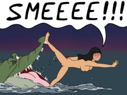 1animal 1girls ass barefoot black_hair blushing breasts captain_hook comeuppance crocodile damsel_in_distress disney_villains embarrassed_nude_female fair_skin feet female_prey genderswap genderswap_(mtf) green_eyes hook hook_hand imminent_vore indecentlasses long_hair mshook naked nipples nude ocean peril peter_pan_(disney) pirate pirate_girl pussy reptile rule_63 screaming tick-tock tick_tock tick_tock_crocodile villainess vore water