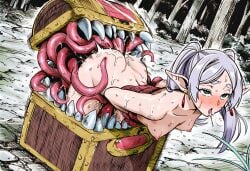 ai_generated blush blushing drooling elf elf_ears elf_female elf_girl erect_nipples frieren frieren_beyond_journey's_end frieren_stuck_in_a_mimic_(meme) mimic_chest moaning monster_on_elf monster_on_female naked_female nude_female restrained_by_tentacles small_boobs small_breasts small_tits sole_female sousou_no_frieren sweating tentacle tentacle_on_ass tentacle_sex tentacles twintails_(hairstyle)