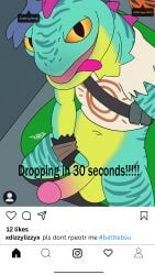 absurd_res anthro aquatic back_plates bedroom_eyes bottomwear bottomwear_down caption clothed clothing crop_top epic_games exclamation_point eyes feet felid fish fortnite genitals gloves group handwear heart_symbol hi_res humanoid_genitalia humanoid_penis instagram lizard lizzik_(fortnite) male mammal markings narrowed_eyes navel open_mouth oscar_(fortnite) osteoderms pantherine partially_clothed penis pookashifts pupils reptile safety_first_steve_(fortnite) scalie seat seductive selfie shark shirt shorts shorts_down signature sitting slit_pupils social_media straps striped_markings stripes teal_body text tiger tongue topwear torn_clothing torn_shirt torn_topwear trio yellow_eyes