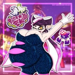 black_hair black_hair_female busty busty_female callie_(splatoon) enjoying_pregnancy hyper_pregnancy inkling inkling_girl inkloving looking_at_viewer mayternity nintendo popstar pregnant pregnant_female splatoon splatoon_(series) winking winking_at_viewer