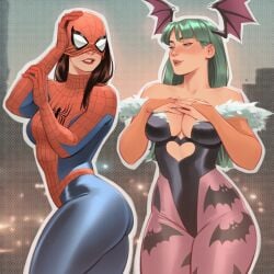 2girls ai_generated big_ass big_breasts big_thighs breasts capcom crossover curvaceous curvy curvy_figure darkstalkers digital_media_(artwork) female genderswap_(mtf) hips hourglass_figure huge_ass huge_breasts huge_thighs humanoid large_ass large_breasts large_thighs legs light-skinned_female light_skin marvel marvel_comics marvel_vs._capcom mature mature_female morrigan_aensland peter_parker petra_parker phophopho rule_63 slim_waist spider-man spider-man_(series) spider-woman succubus thick thick_hips thick_legs thick_thighs thighs voluptuous waist wide_hips wide_thighs yuri