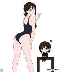 1girls 2d 2d_(artwork) 2d_artwork adult adult_female ass ass_cleavage ass_crack back back_view bare_arms bare_calves bare_hands bare_hips bare_knees bare_legs bare_shoulders bare_skin bare_thighs behind_view bikini black_bikini black_one-piece_swimsuit black_swimsuit black_swimwear breasts brown-eyed_female brown-haired_female brown_eyes brown_hair butt chainsaw_man closed_mouth_smile digital digital_art digital_drawing digital_drawing_(artwork) digital_media digital_media_(artwork) drawing elbows exposed_arms exposed_hips exposed_legs exposed_shoulders exposed_skin exposed_thighs female female_focus female_only fingers from_behind gluteal_fold groin hair_clip hair_clips hairclip hairclips hand_on_leg hand_on_own_leg hand_on_own_thigh hand_on_thigh head_tilt high_resolution highres japanese_female japanese_girl japanese_woman kneepits knees kobeni_higashiyama lean_figure light_smile looking_at_viewer looking_back looking_back_at_viewer mature mature_female median_furrow mole mole_on_body mole_on_cheek mole_on_face mole_under_eye mole_under_mouth narrow_waist nbart19047 nervous nervous_expression nervous_face nervous_female nervous_smile one-piece_swimsuit peace_sign petite petite_body petite_breasts petite_female petite_girl petite_tits ponytail posing posing_for_the_viewer rear_view short_hair short_ponytail shoulders shy shy_expression shy_female shy_girl shy_smile sideboob sign simple_background slender_body slender_waist slight_smile slim_female slim_waist small_boobs small_breasts small_tits smile smiley_face smiling smiling_at_viewer solo standing swimsuit swimwear thick_ass thick_butt thighs tilted_head tiny_breasts top_view touching_leg touching_thigh v v_sign viewed_from_behind white_background white_pupils wide_hips