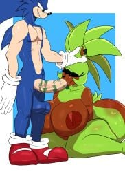 1boy 1girls anthro anthro_female anthro_male anthro_only areolae balls big_ass big_balls big_breasts big_penis blowjob blue_fur breasts dark-skinned_female dark_skin eulipotyphlan fat_ass fellatio female fur furry_female furry_male green_eyes green_fur green_lipstick hedgehog hetero huge_ass huge_breasts idw_publishing kneeling kneeling_oral_position large_ass large_breasts lipstick lipstick_mark lipstick_marks lipstick_on_penis lipstick_ring male male/female mammal naked naked_female naked_male nipples nude nude_female nude_male oral oral_sex red_shoes sega sex shoes sonic_(series) sonic_the_hedgehog sonic_the_hedgehog_(comics) sonic_the_hedgehog_(idw) sonic_the_hedgehog_(series) surge_the_tenrec susknuckles tail tenrec thick_thighs vein veiny_penis