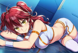 1girls ai_generated armband female_villain freckles freckles_on_face ginger ginger_female ginger_hair gundam gundam_00 large_breasts mobile_suit_gundam nena_trinity over-kneehighs pale-skinned_female pale_skin red-haired_female red_hair shorts stud_earrings thigh_highs thighhighs twintails twintails_(hairstyle) villainess wristband yellow-eyed_female yellow_eyes
