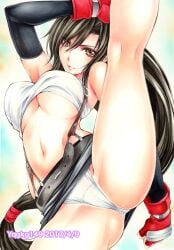 1girls ass big_breasts black_hair breasts brown_eyes female final_fantasy final_fantasy_vii large_breasts long_hair maruto_(marutohonpo) panties pantyshot street_fighter_6 tifa_lockhart underwear upskirt white_panties white_underwear yqgkg