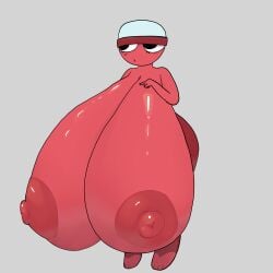 big_breasts blushcrunch_studio breasts dandy's_world female gigi_(dandy's_world) hi_res huge_breasts humanoid hyper hyper_breasts markings narrowed_eyes nude nude_female slimeation solo toon_(dandy's_world)