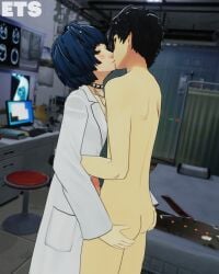 1boy 1girls 3d artist_logo ass_focus atlus black_hair blue_hair blush blushing butt butt_focus cfnm choker clothed_female_nude_male clothes_removed clothing_aside commission commissioner_upload doctor_on_patient erect_penis eulathighstraps female female_grab_male_ass femdom joker_(persona) kissing male male_ass male_ass_focus male_butt male_butt_focus megami_tensei only_one_naked penis persona persona_5 ren_amamiya sega tae_takemi