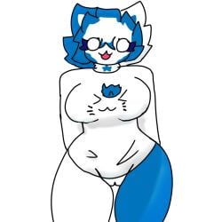 blue_fur cat_girl cat_humanoid catgirl female furry girl kiladosha kit kit_community kit_community_v2 legs pussy tiktoker white_fur youtuber lips clothing