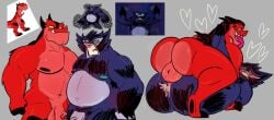 anal anal_penetration anthro anukkyt ape belly blue_body blue_fur blush butt devil_dinosaur dinosaur eye_contact fur genitals gorilla haplorhine heart_symbol hi_res looking_at_another male male/male mammal marvel muscular muscular_male nipples penetration penis prehistoric_species primate red_body red_scales reptile saurischian scales scalie simple_background theropod tongue tongue_out torg_(moon_girl_and_devil_dinosaur) tyrannosaurid tyrannosauroid tyrannosaurus tyrannosaurus_rex