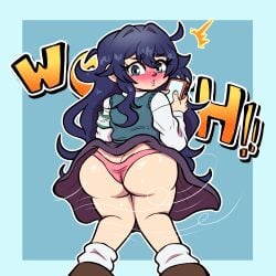 yoshimoto_shizuka lewdscrap 100_kanojo kimi_no_koto_ga_dai_dai_dai_dai_daisuki_na_100-nin_no_kanojo the_100_girlfriends_who_really_really_really_really_really_love_you big_ass shortstack bottom_heavy panties wind_lift upskirt skirt_lift skirt
