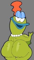rocko's_modern_life beverly_bighead weird00d nickelodeon female female_only 1girl milf furry big_ass big_breasts big_butt solo_female self_upload simple_background gray_background cellulite thick_thighs thick_ass blue_lipstick pixel_(artwork) chubby chubby_female back_view necklace