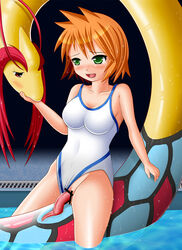 1girls bar_censor blush censor_bar censored clothed_sex clothing female green_eyes gym_leader human interspecies kasumi_(pokemon) male male_pokemon/female_human medium_breasts milokaross milotic nintendo one-piece_swimsuit open_mouth orange_hair penetration penis pokemon pokemon_hgss pokephilia pool pussy red_eyes red_hair sex spread_legs straight swimsuit swimsuit_aside vaginal_penetration water yoji_fukaumi