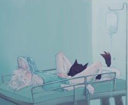 2024 anal anesthesia anthro anthro_on_anthro balls bed bodily_fluids canid canine canis cum cum_on_self doctor domestic_dog duo ejaculation erection eyes_closed femboy fur furniture genital_fluids genitals gown hi_res hospital hospital_bed hospital_gown humanoid_genitalia humanoid_penis intravenous intravenous_bag intravenous_drip iv_bag iv_drip iv_line kitdoll lying male male/male male_anthro mammal mask medical medical_instrument medical_play medicine on_back oral oxygen_mask patient patient_gown penis questionable_consent relaxing restrained rimming scientific_instrument sex sleep_sex sleeping spread_legs spreading submissive submissive_anthro submissive_male unconscious unprofessional_behavior white_body white_fur
