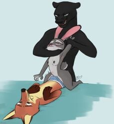 4_fingers absurd_res ambiguous_penetration anthro anthro_on_anthro anthro_penetrated anthro_penetrating anthro_penetrating_anthro black_body black_fur bodily_fluids breasts bulge canid canine clothing cuckold disney felid female female_penetrated fingers fox fur green_eyes grey_body grey_fur group hi_res interspecies judy_hopps lagomorph leporid long_ears luxpo lying male male/female male_penetrating male_penetrating_female mammal motion_lines multicolored_body multicolored_fur nick_wilde nipples nude on_back open_mouth orange_body orange_fur pantherine penetration predator/prey purple_eyes rabbit scut_tail sex short_tail small_breasts tail tan_body tan_fur tears teeth thick_thighs tongue trio two_tone_body two_tone_fur underwear wrist_grab zootopia