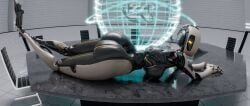 1girls big_ass big_breasts glados glados_(thiccythings) huge_ass huge_breasts impaer_jaster looking_at_viewer lying_down lying_on_stomach portal portal_2 robot robot_girl