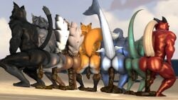 16:9 2020 3d_(artwork) anthro aquatic beach big_butt butt canid canine canis cat_(petruz) digital_media_(artwork) domestic_dog dragon dragon_(petruz) feces felid fish fox german_shepherd group hammerhead_(petruz) herding_dog joemike lizard lizard_(petruz) male male_pooping mammal muscular muscular_anthro muscular_male mythological_creature mythological_scalie mythology pantherine pastoral_dog pooping pooping_together rear_view reptile scalie scat scatplay shark source_filmmaker_(artwork) tail thick_thighs wide_hips widescreen wolf wolf_(petruz)