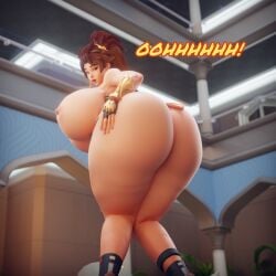 anran anran_ye overwatch overwatch_2 hourglass_figure huge_breasts breasts huge_ass ass_expansion ass_focus breasts_bigger_than_head ass_bigger_than_head hand_on_ass bimbo 3d ctgiantess solo solo_female 1girls asian asian_female naked naked_female