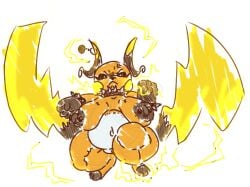 2_tails angry angry_face ass big_breasts big_butt breasts chubby chubby_female dark_nipples din_(artist) female genitals mega_evolution mega_raichu mega_raichu_x multi_tail muscular_thighs nintendo nipples pokemon pokemon_(species) pussy raichu rodent shiny_pokemon solo tail thick_thighs vulva