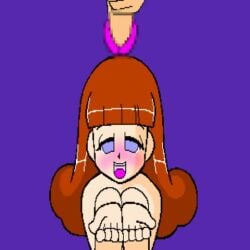 1boy 1girls 2d animated big_breasts blue_eyes blush breasts cum cum_on_face cum_on_hair cum_on_tongue cupping_hands ejaculation facial female game_cg jermaneels low_effort male masturbation monica_(jermaneels) no_sound open_mouth orange_hair penis pixel_animation pixel_art sensual_pleasure stroking_penis tagme tongue tongue_out video