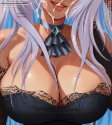 after_fellatio after_oral after_sex aramyx big_boobs big_breasts big_tits breasts_bigger_than_head breasts_spilling_out cum cum_in_mouth cum_on_face dialogue facial fire_emblem fire_emblem_heroes freyja_(fire_emblem) goat goat_girl goat_horns goddess goth goth_girl horns huge_boobs huge_breasts huge_tits implied_penetration official_alternate_costume semen semen_in_mouth semen_on_face smirk tight_clothing tight_dress