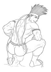 2boys anilingus broly_culo gay human jockstrap joe_higashi king_of_fighters male male_only monochrome multiple_males muscular muscular_male no_visible_genitalia oral schizoid squatting video_games yaoi