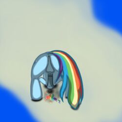 1:1 1boy anus back_view blue_fur color cum erection friendship_is_magic fur male male_only my_little_pony nude penis rainbow_cum rainbow_dash_(mlp) rule_63 shadow simple_background solo straight_hair tail testicles