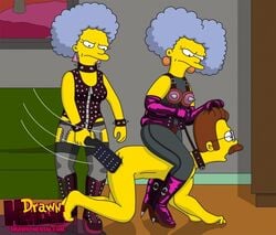 bdsm dominatrix drawn-hentai female human male ned_flanders patty_bouvier selma_bouvier straight the_simpsons