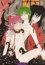 3boys alucard_(hellsing) chain collar gay hand_drawn hellsing kisshu tokyo_mew_mew vampire yaoi