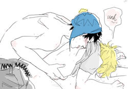 2boys anal bent_over black_hair blonde_hair bottomless chullo craig_tucker gay hat licking male male_only sex shirt_lift south_park topless tweek_tweak yaoi