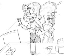 beavis female female_only human human_only lisa_simpson monochrome multiple_females the_simpsons