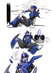 1girls 2d_(artwork) arcee arcee_(prime) autobot blush color dialogue drawn female female_autobots female_only fingering fingering_self masturbation pussy pussy_juice robot robot_girl solo speech_bubble tagme transformers transformers_prime unknown_artist