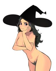 1girls breasts brown_hair color female hexia_(miaormoa) messy_hair miaormoa(artist) naked oc original solo witch_hat