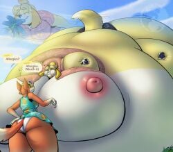 animal_crossing audie_(animal_crossing) big_ass big_breasts breasts bubble_butt canine female furry huge_ass huge_breasts hyper_breasts inflation isabelle_(animal_crossing) nintendo shih_tzu tagme tuzzleton