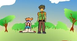 animated bestiality brock_(pokemon) female fur furry_tail human kasumi_(pokemon) male multiple_tails nintendo penis picnic pokemon pokemon_(species) pokephilia satoshi_(pokemon) straight_hair tail vulpix